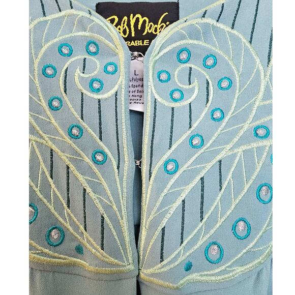 Women's Bob Mackie Wearable Art Green Tunic Robe with Embroidery - Picture 3 of 7